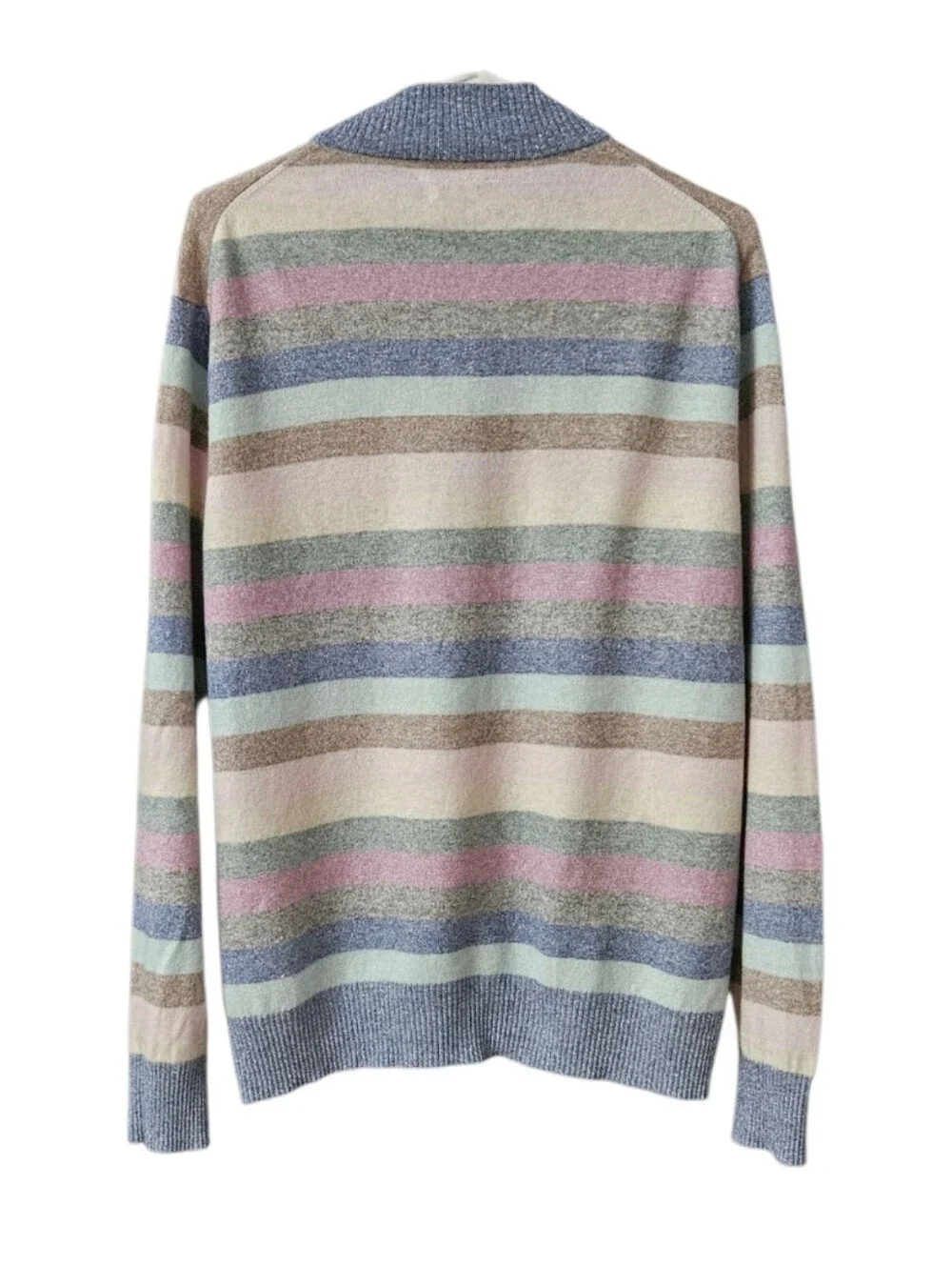 Peter Millar Cashmere Linen Crown Fleece 1/4 Zip Pullover Men's Large Stripes